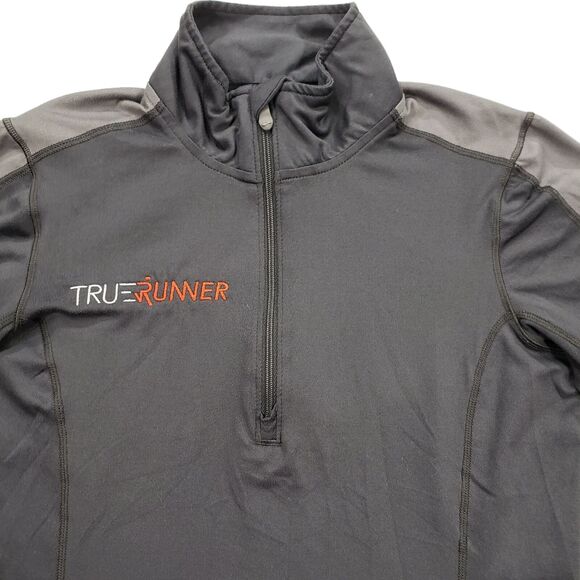 Brooks True Runner 1/4 Zip Pullover XS Women Gray Stand Up Spellout Thumb Holes - Picture 10 of 12